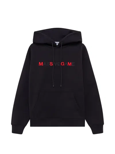 Msgm Logo-embroidered Pouch-pocket Hoodie In Black