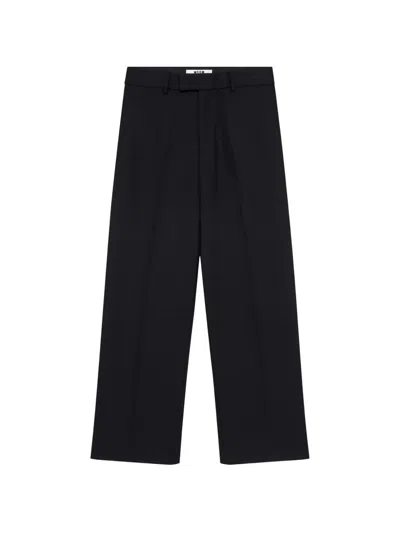 Msgm Logo-embroidered Pressed-crease Trousers In Black