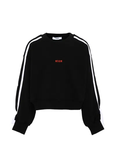 Msgm Kids' Logo-embroidered Side-stripe Sweater In Multi