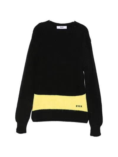 Msgm Kids' Logo-embroidered Sweater In Black