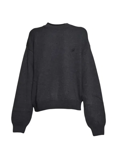 Msgm Logo-embroidered Sweater In Gray