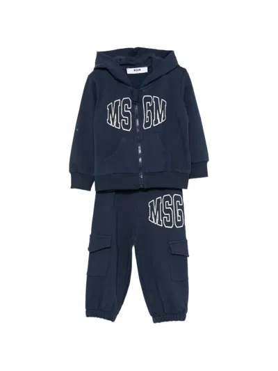 Msgm Babies' Logo-embroidered Tracksuit In Blue