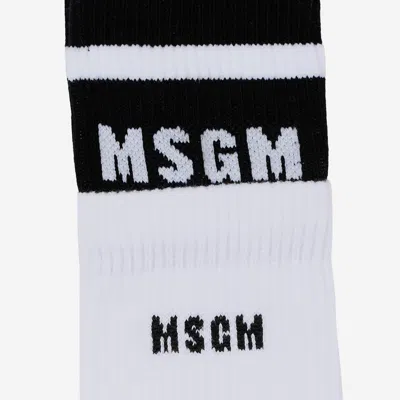 Msgm Logo-jacquard Cotton Blend Tights In White