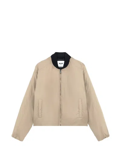 Msgm Bomberjacke Mit Logo-patch In Neutral
