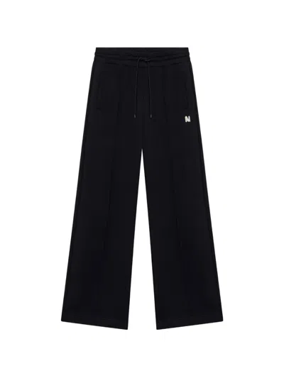 Msgm Logo-patch Drawstring Track Pants In Black