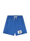 Msgm Logo-patch Shorts In Blue