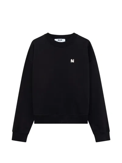 Msgm Logo-patch Sweatshirt In Black