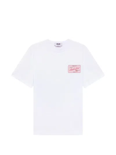 Msgm Logo-patch T-shirt In White