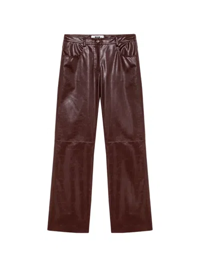 Msgm Logo-patch Wide-leg Trousers In Brown