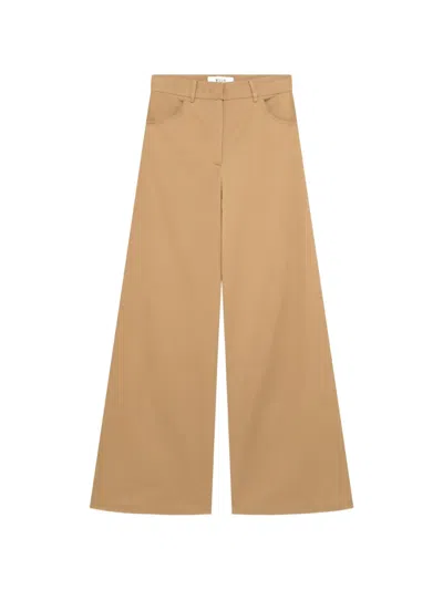 Msgm Logo-patch Wide-leg Trousers In Neutrals