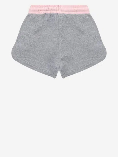 Msgm Logo-print Cotton Shorts In Gray