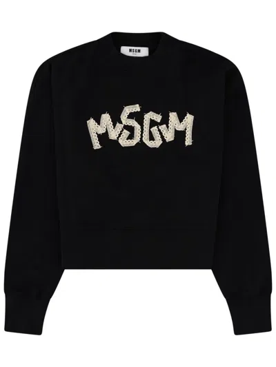 Msgm Logo-print Cotton Sweatshirt In Black