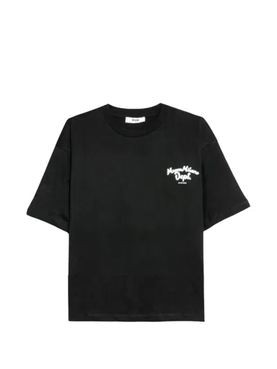 Msgm Kids' Logo-print Cotton T-shirt In Black