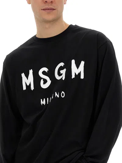 Msgm Logo-print Cotton T-shirt In Black