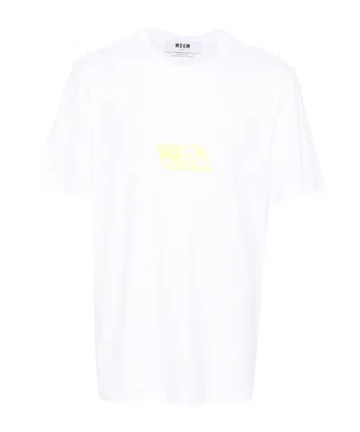 Msgm Logo-print Cotton T-shirt In White