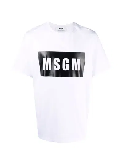 Msgm Logo-print Cotton T-shirt In White