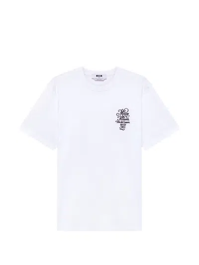 Msgm Logo-print Crew-neck T-shirt In White