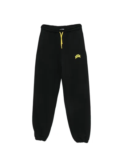 Msgm Kids' Logo-print Drawstring-waist Track Pants In Black
