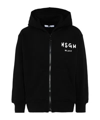 Msgm Kids' Logo-print Hoodie In Black