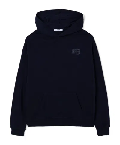 Msgm Logo-print Hoodie In Blue