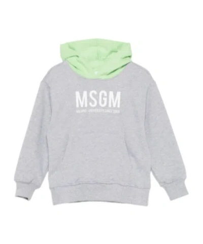 Msgm Logo-print Hoodie In Gray