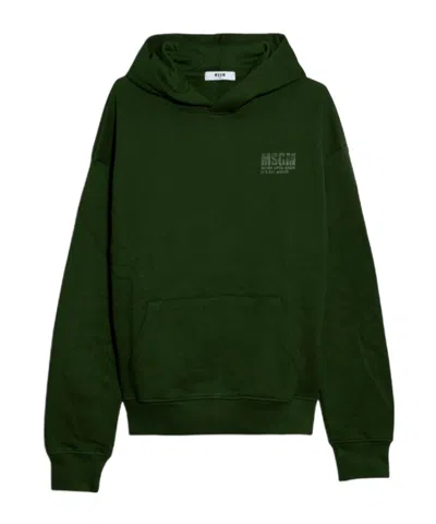Msgm Logo-print Hoodie In Green