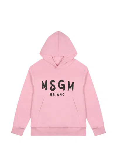 Msgm Kids' Logo-print Hoodie In Pink