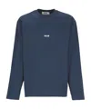 Msgm Logo-print Long-sleeve Cotton T-shirt In Blue
