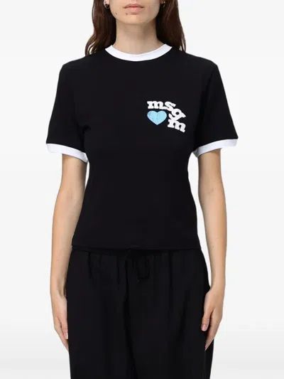 MSGM LOGO-PRINT RINGER T-SHIRT