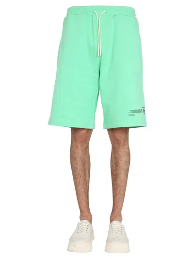 Msgm Logo-print Shorts In Green