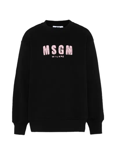 Msgm Kids' Logo-print Sweater In Black