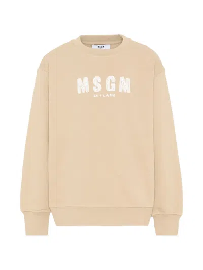 Msgm Kids' Logo-print Sweater In Neutral