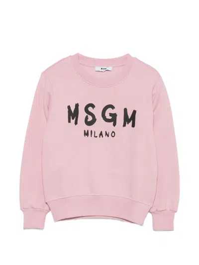 Msgm Logo-print Sweater In Pink