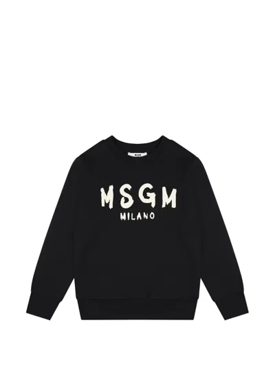 Msgm Kids' Logo-print Sweater In Schwarz