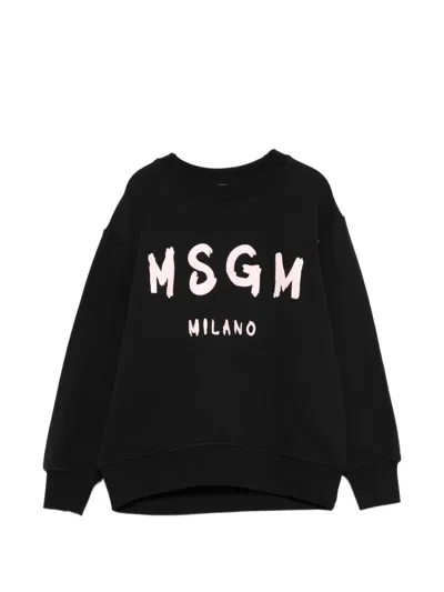 Msgm Kids' Logo-print Sweatshirt In Black