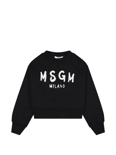 Msgm Kids' Logo-print Sweatshirt In Black