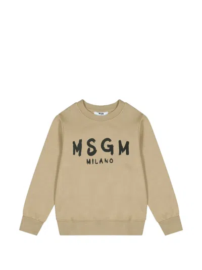 Msgm Kids' Logo-print Sweatshirt In Neutrals