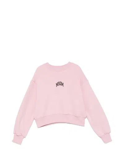 Msgm Kids' Logo-print Sweatshirt In Pink