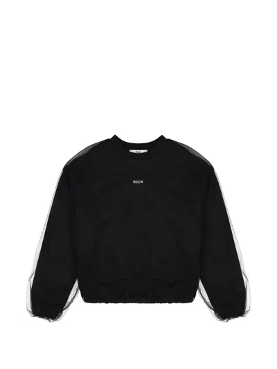 Msgm Kids' Sweatshirt Mit Logo-print In Black