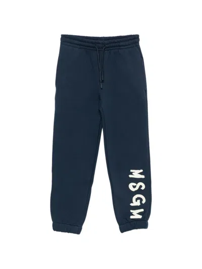 Msgm Kids' Logo-print Track Pants In Blue