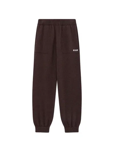 Msgm Logo-print Track Pants In Brown