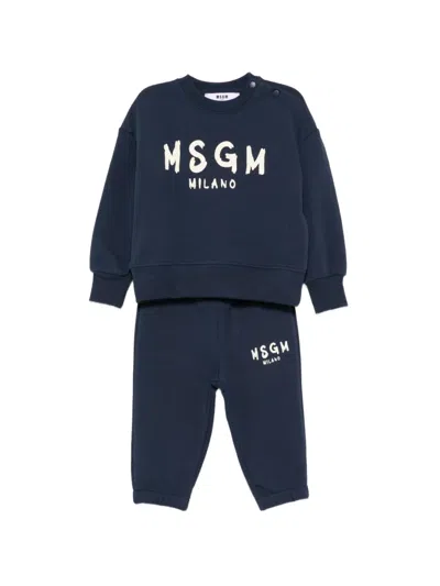 Msgm Babies' Logo-print Tracksuit In Blue