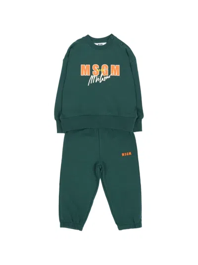 Msgm Babies' Logo-print Tracksuit In Green