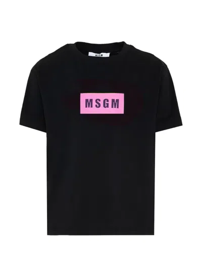 Msgm Kids' Logo-print T-shirt In Black