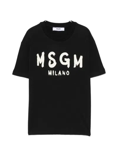 Msgm Kids' Logo-print T-shirt In Black