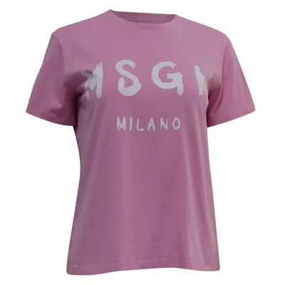 Pre-owned Msgm Logo-print T-shirt In Pink Cotton
