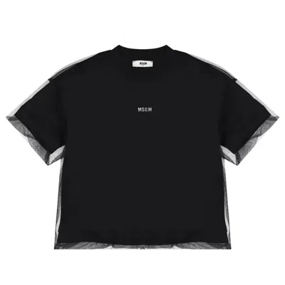 Msgm Kids' Logo-print T-shirt In Schwarz