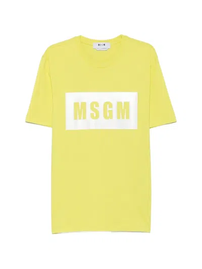 Msgm Short-sleeve T-shirt In Yellow