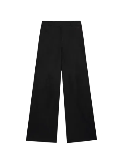 Msgm Logo-print Wide-leg Trousers In Black