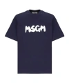 Msgm Logo-printed Crewneck T-shirt In Blue